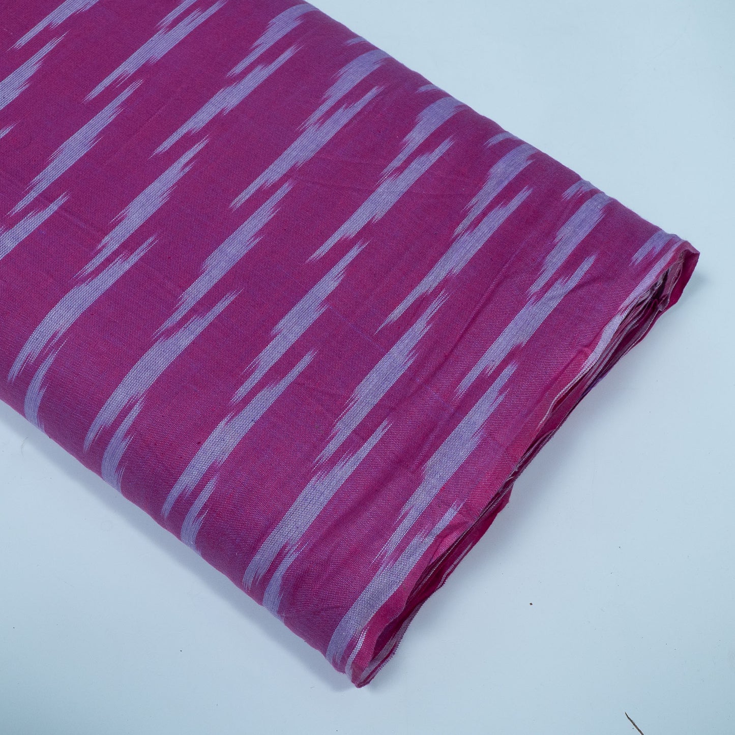 Pink, White Cotton Handloom Ikat Fabric for Dresses | Width: 44"