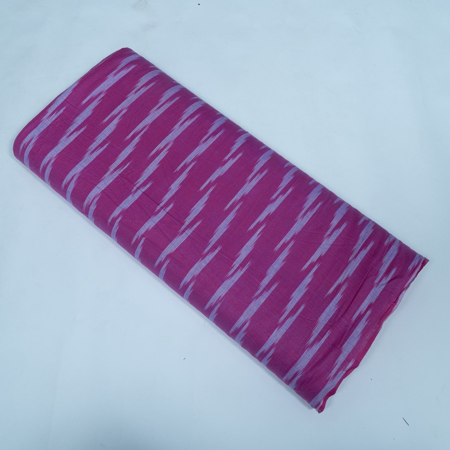 Pink, White Cotton Handloom Ikat Fabric for Dresses | Width: 44"