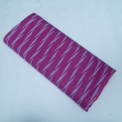 Pink, White Cotton Handloom Ikat Fabric for Dresses | Width: 44"