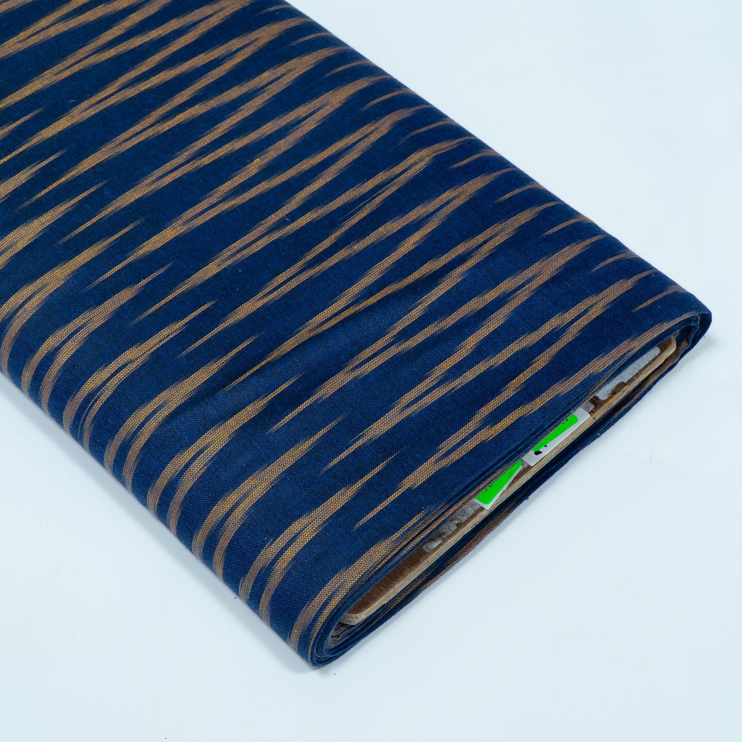 Blue, Beige Chevron Cotton Handloom Ikat Fabric for Dresses | Width: 44"
