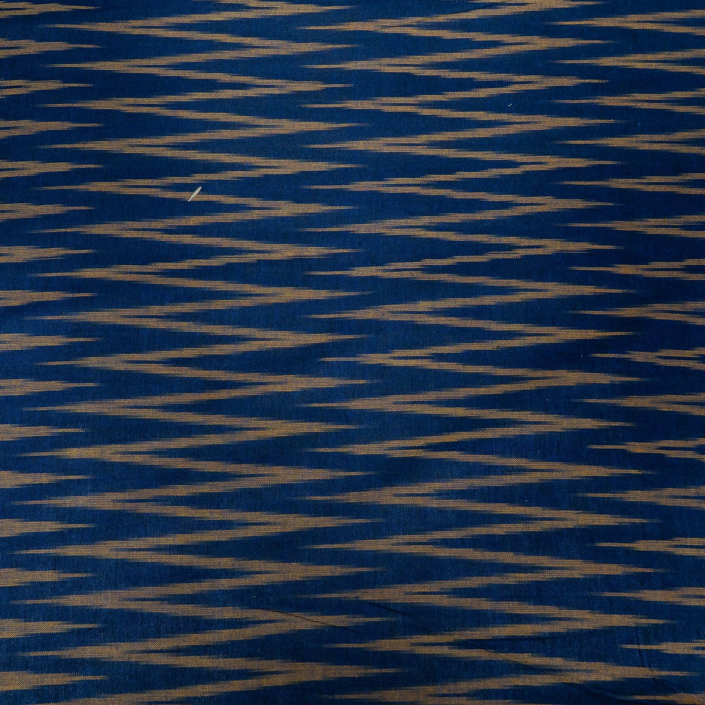 Blue, Beige Chevron Cotton Handloom Ikat Fabric for Dresses | Width: 44"