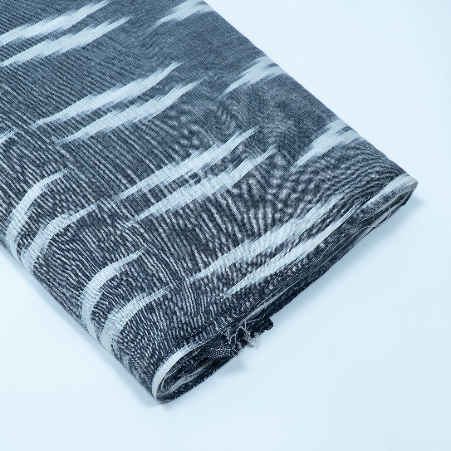 Gray, White Cotton Handloom Ikat Fabric for Dresses | Width: 44"