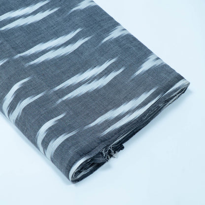 Gray, White Cotton Handloom Ikat Fabric for Dresses | Width: 44"