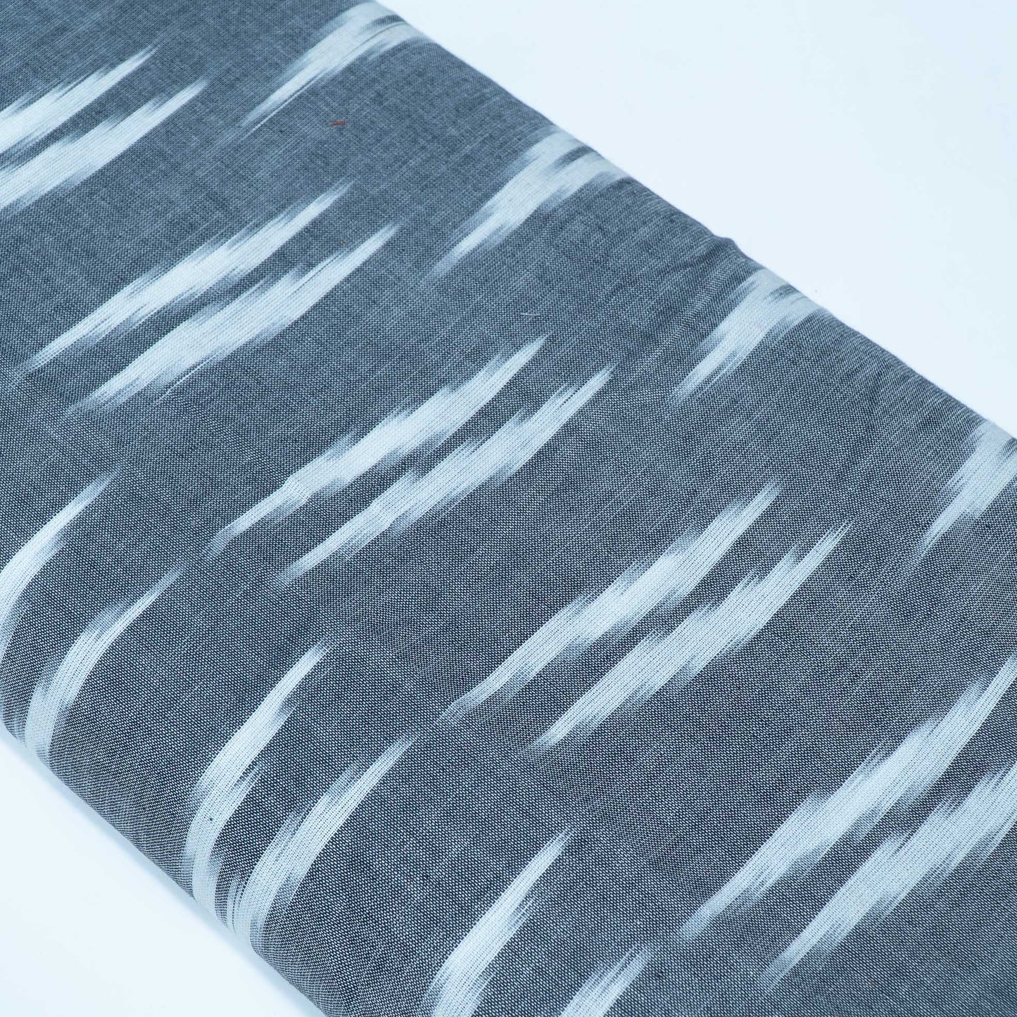 Gray, White Cotton Handloom Ikat Fabric for Dresses | Width: 44"