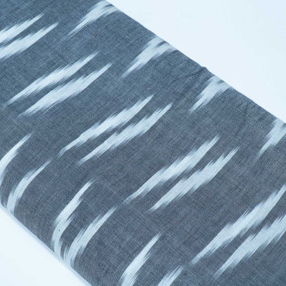 Gray, White Cotton Handloom Ikat Fabric for Dresses | Width: 44"