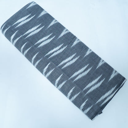 Gray, White Cotton Handloom Ikat Fabric for Dresses | Width: 44"
