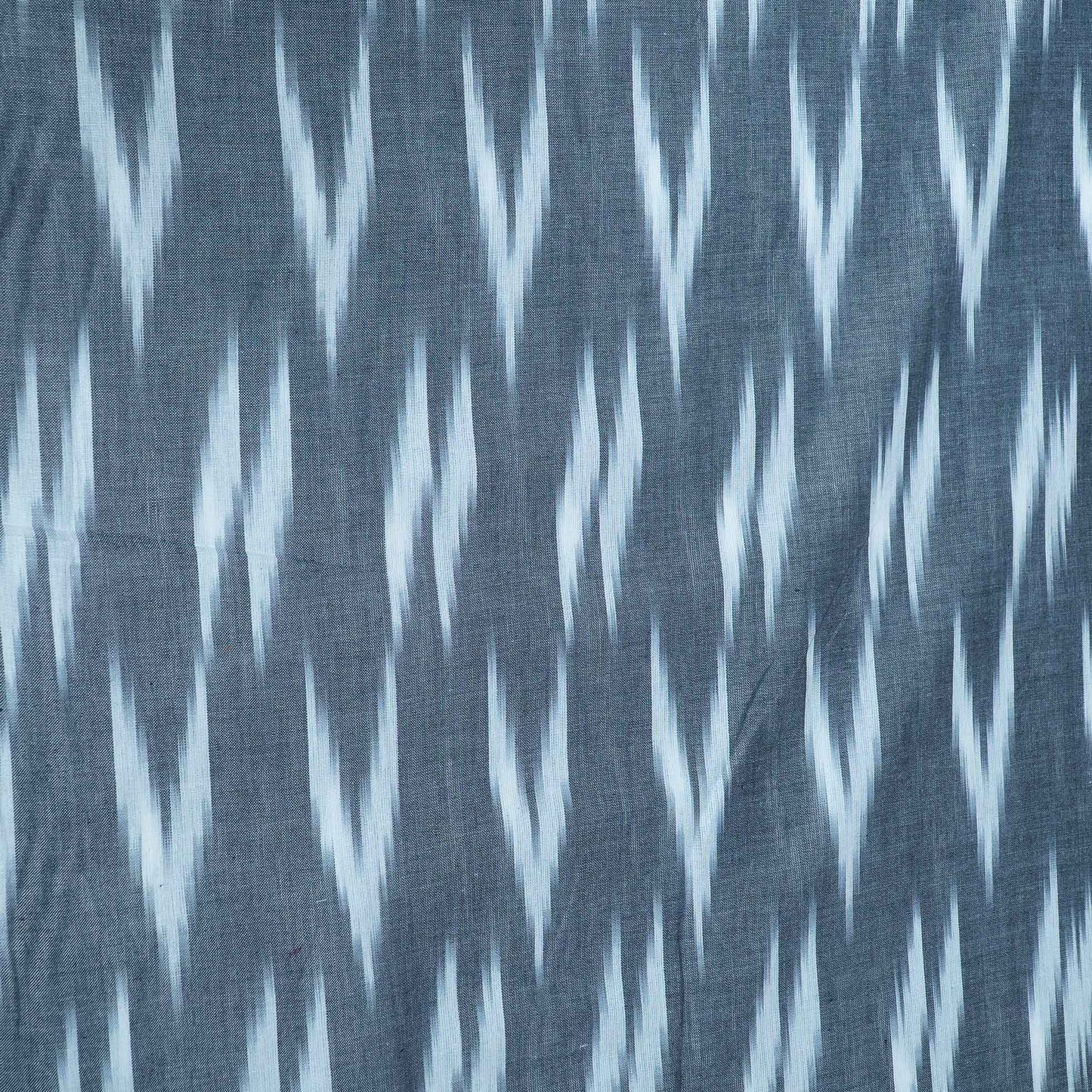 Gray, White Cotton Handloom Ikat Fabric for Dresses | Width: 44"