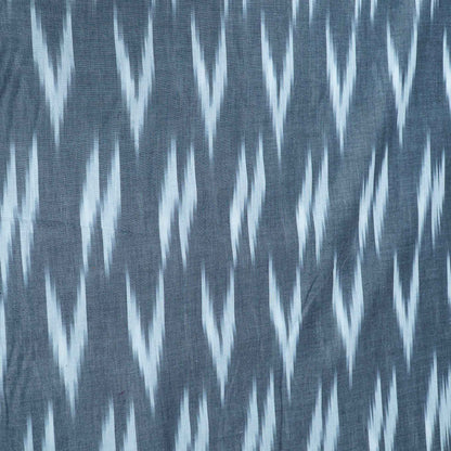 Gray, White Cotton Handloom Ikat Fabric for Dresses | Width: 44"