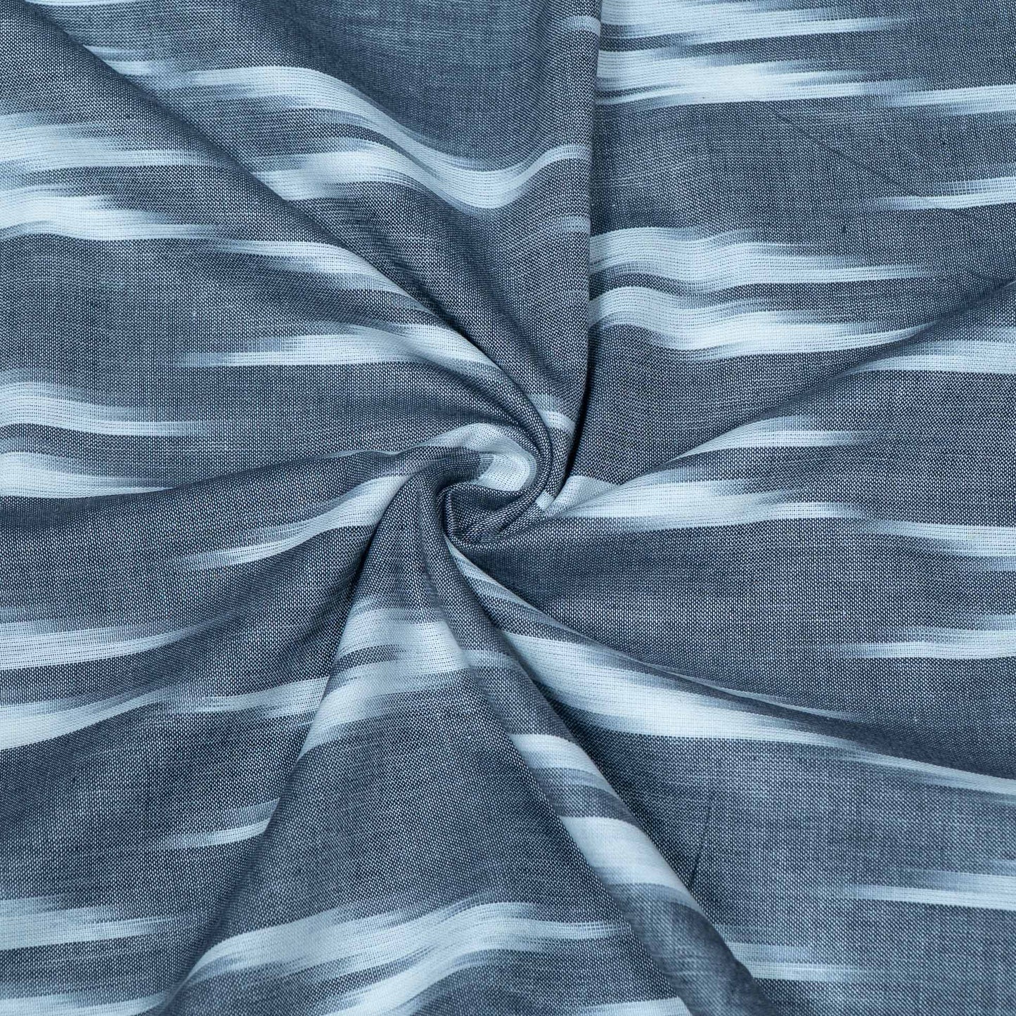 Gray, White Cotton Handloom Ikat Fabric for Dresses | Width: 44"