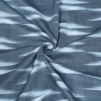 Gray, White Cotton Handloom Ikat Fabric for Dresses | Width: 44"
