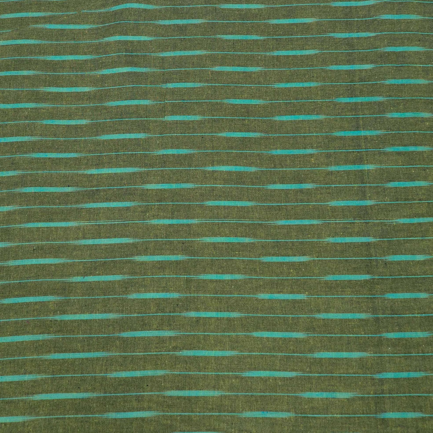 Green Stripe Cotton Handloom Ikat Fabric for Dresses | Width: 44"
