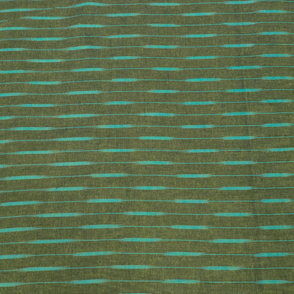 Green Stripe Cotton Handloom Ikat Fabric for Dresses | Width: 44"