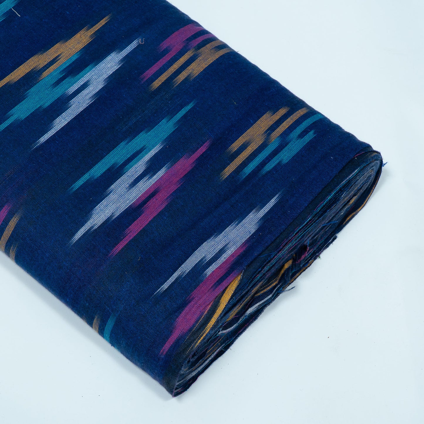 Blue & Multicolor Design Cotton Ikat Fabric for Dress Material | Width: 44"