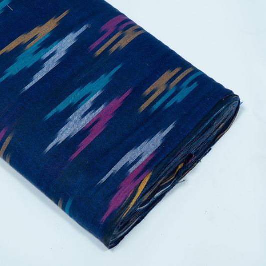 Blue & Multicolor Design Cotton Ikat Fabric for Dress Material | Width: 44"