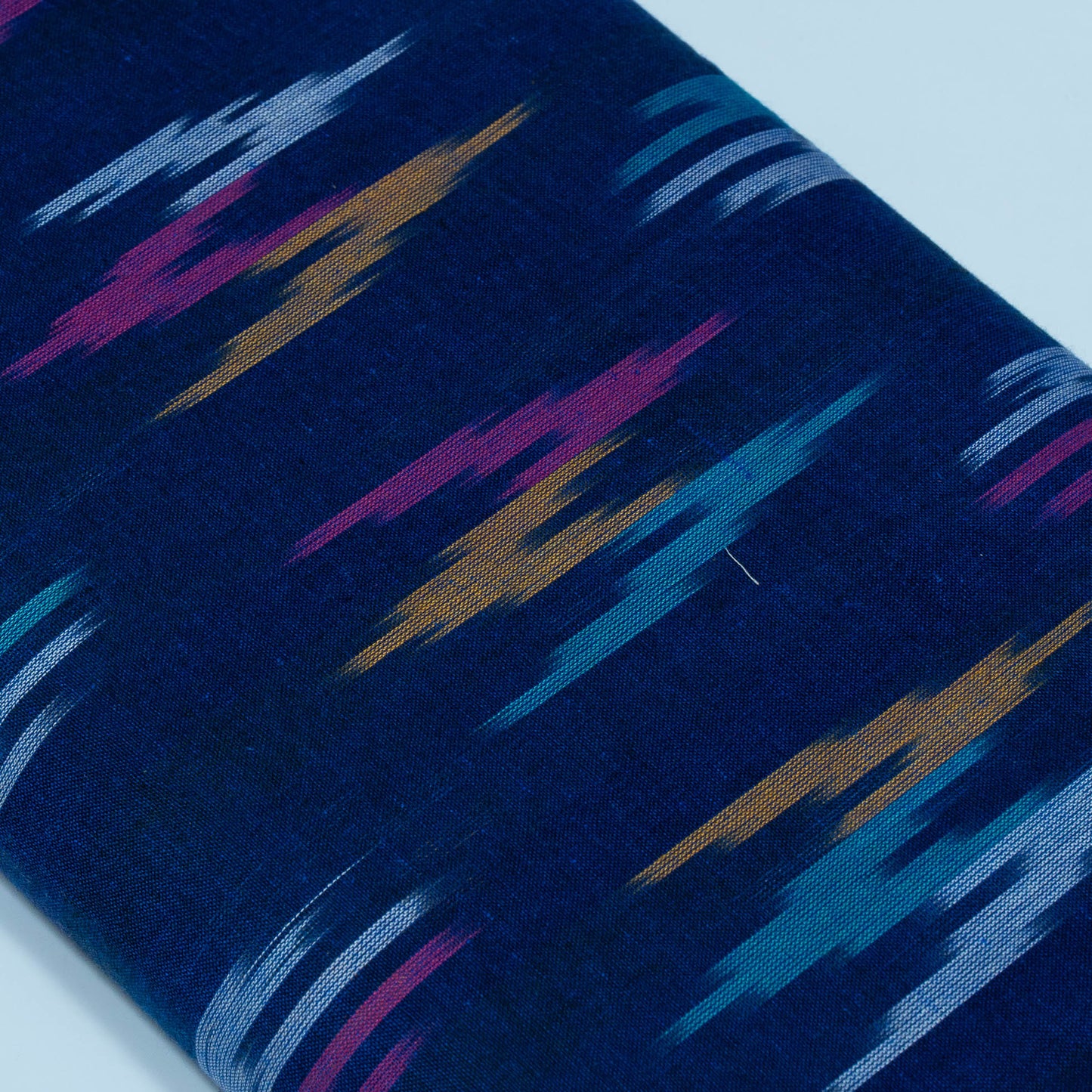Blue & Multicolor Design Cotton Ikat Fabric for Dress Material | Width: 44"
