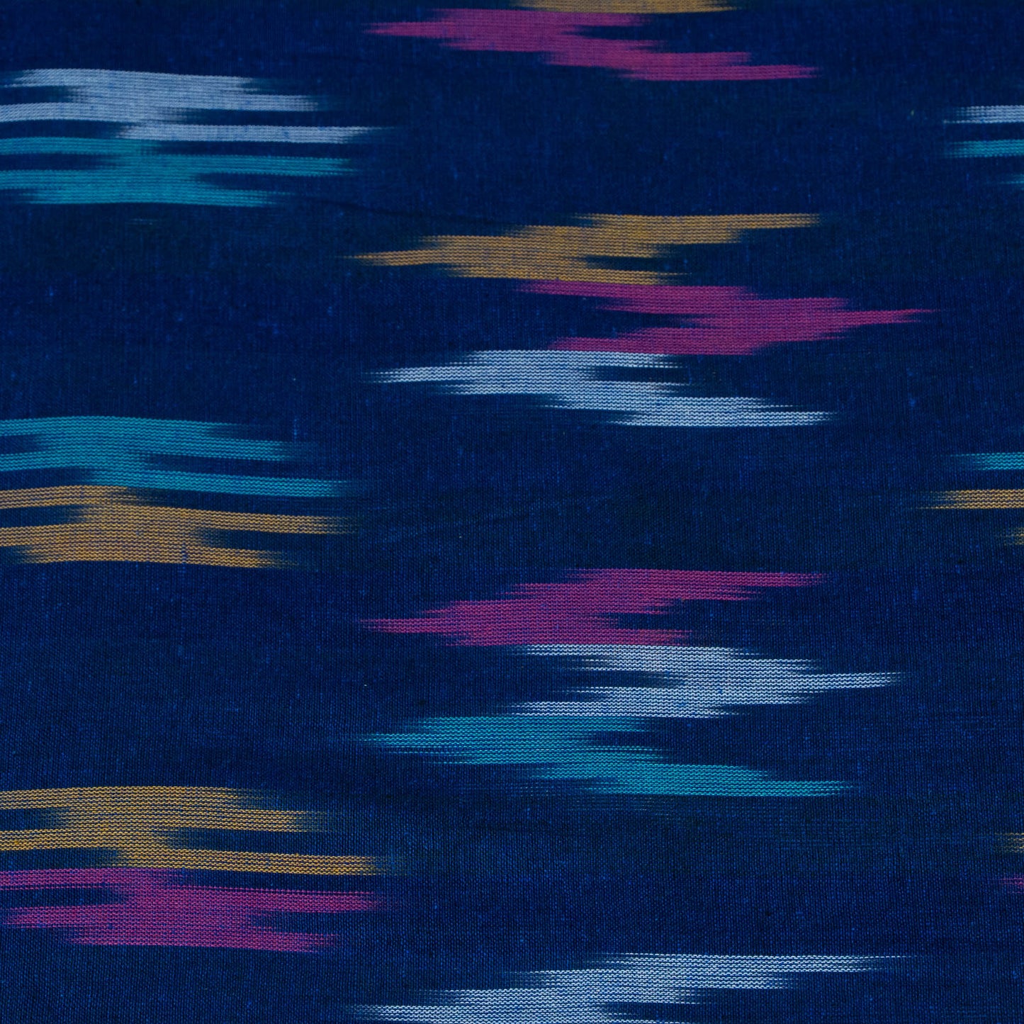 Blue & Multicolor Design Cotton Ikat Fabric for Dress Material | Width: 44"