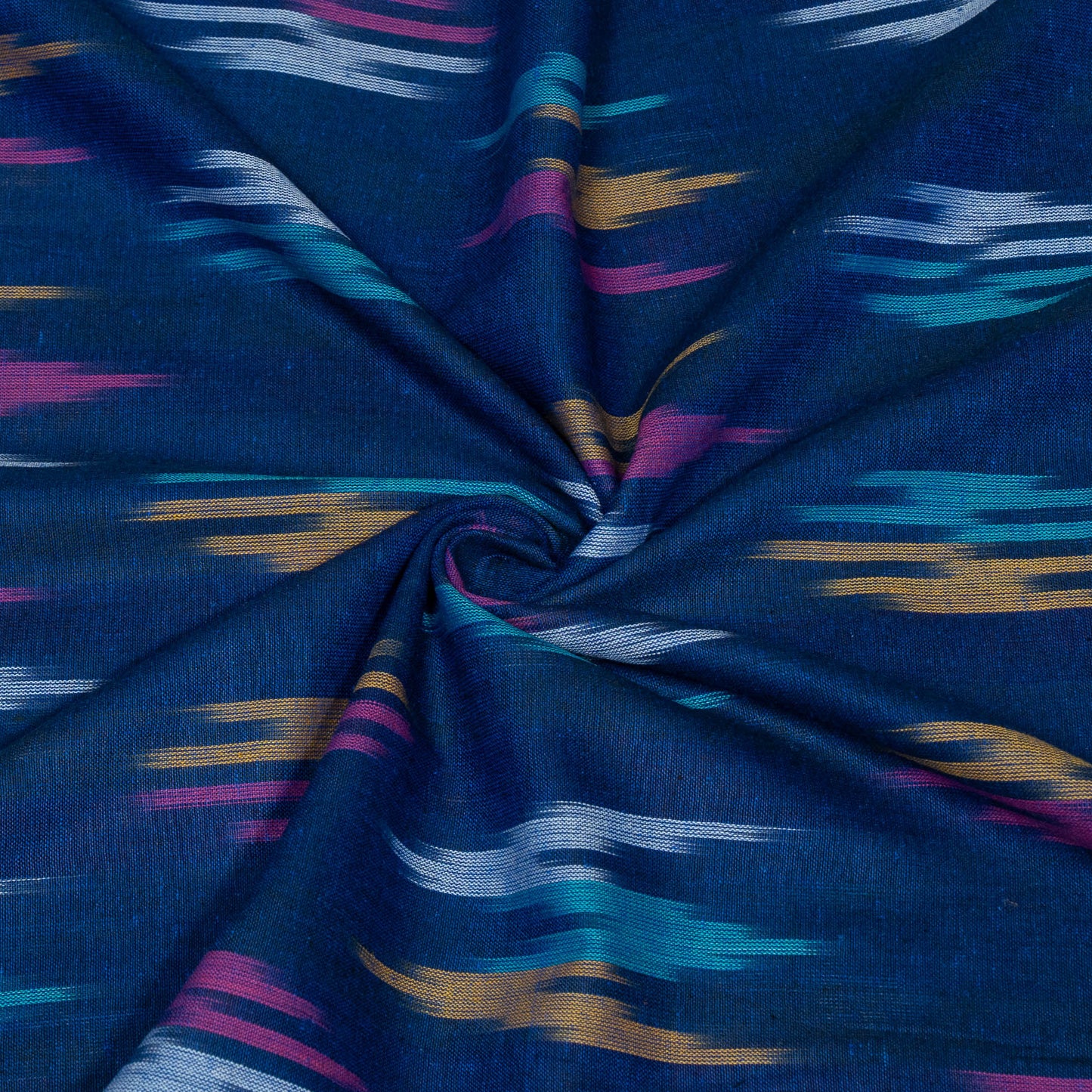 Blue & Multicolor Design Cotton Ikat Fabric for Dress Material | Width: 44"