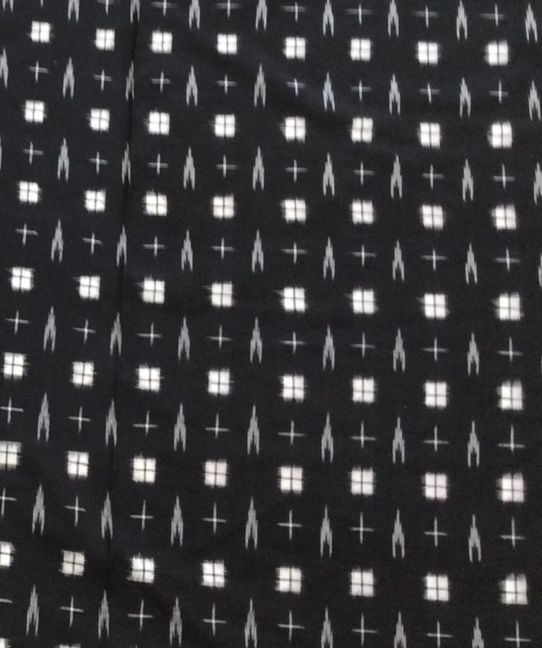 Black & White Cottton Handwoven Double Ikat (Width: 44 inches or 112 cm)