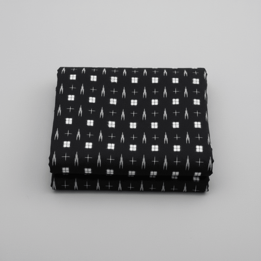 Black & White Cottton Handwoven Double Ikat | SKU: IK-424