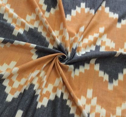 Yellow & Grey Cotton Handloom Woven Ikat (SKU: IK-428)
