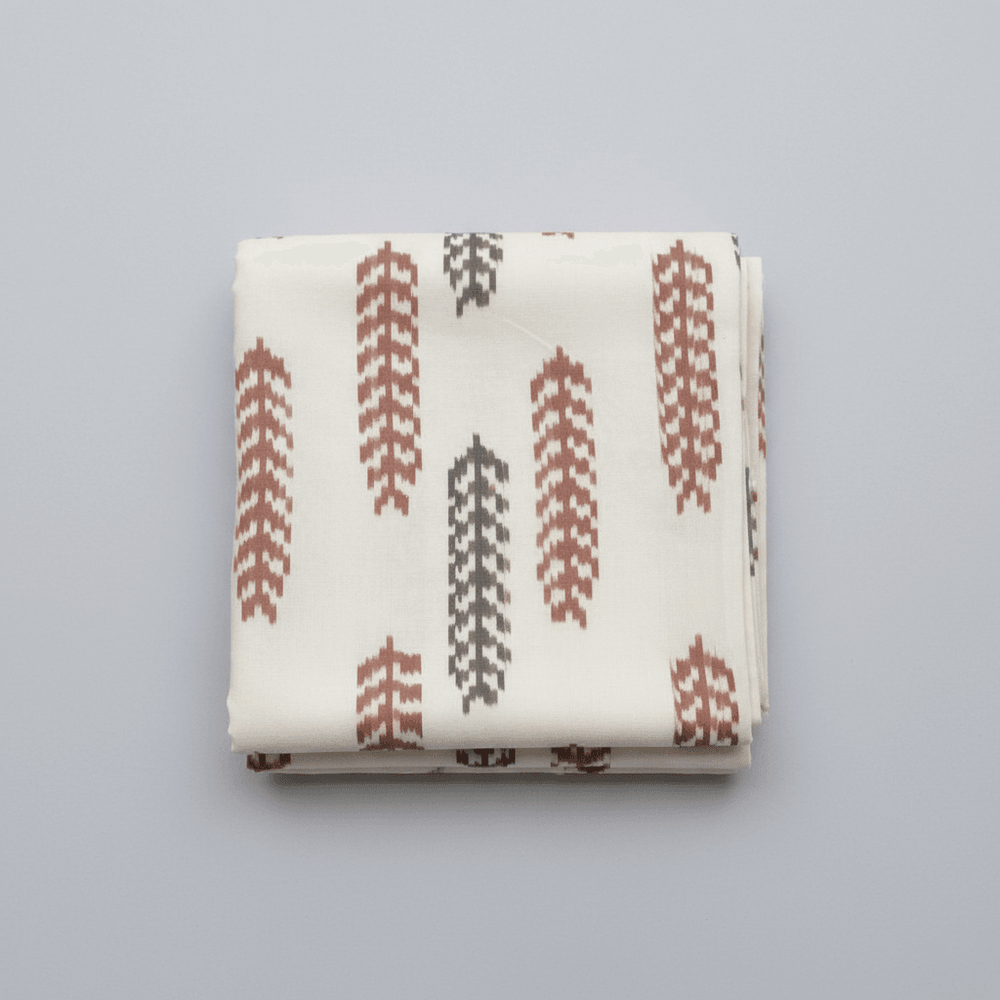 Brown & White Fine Quality Cotton Woven Handloom Ikat Fabric for Dress Material | Width: 44"
