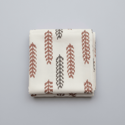Brown & White Fine Quality Cotton Woven Handloom Ikat Fabric for Dress Material | Width: 44"