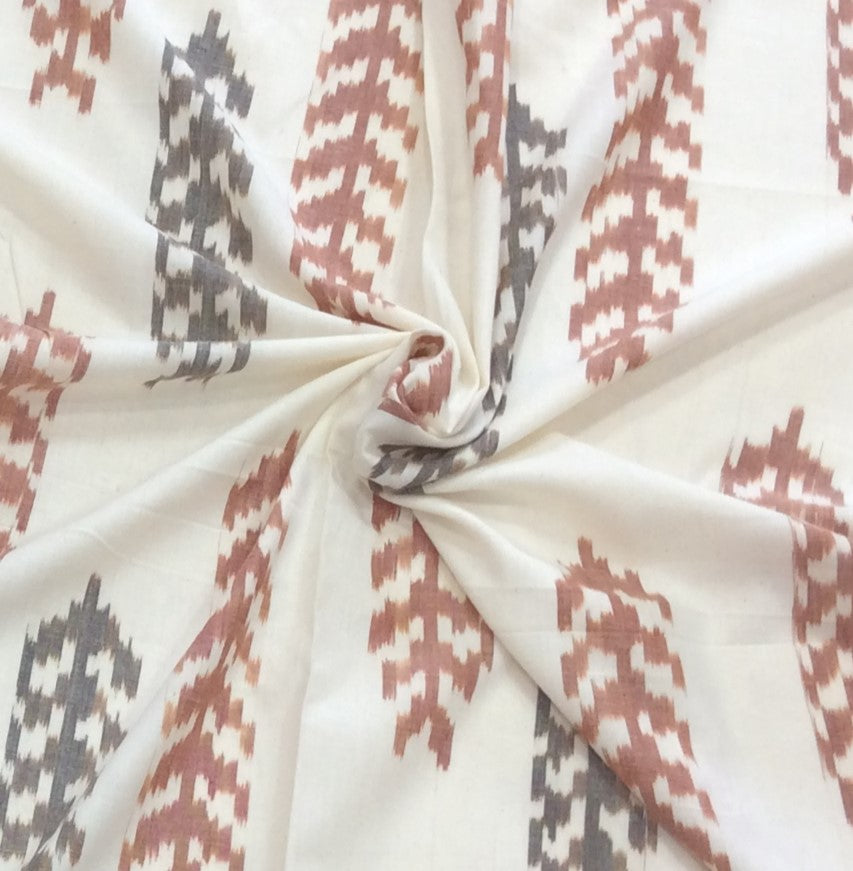 Brown & White Fine Quality Cotton Woven Handloom Ikat (Width: 44 inches or 112 cm)