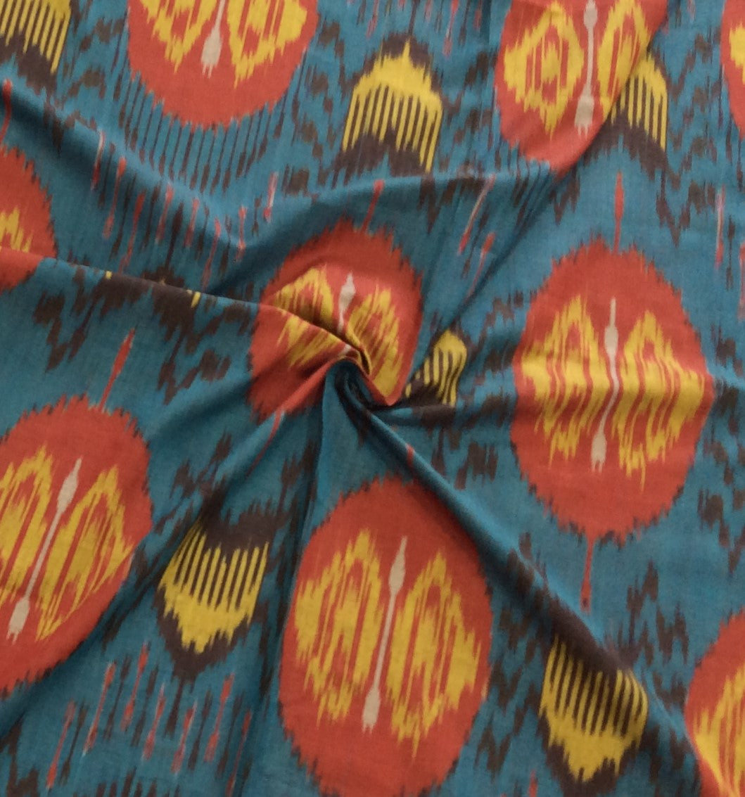 Multicolor Fine Quality Big Design Cotton Handloom Ikat (SKU: IK-445)