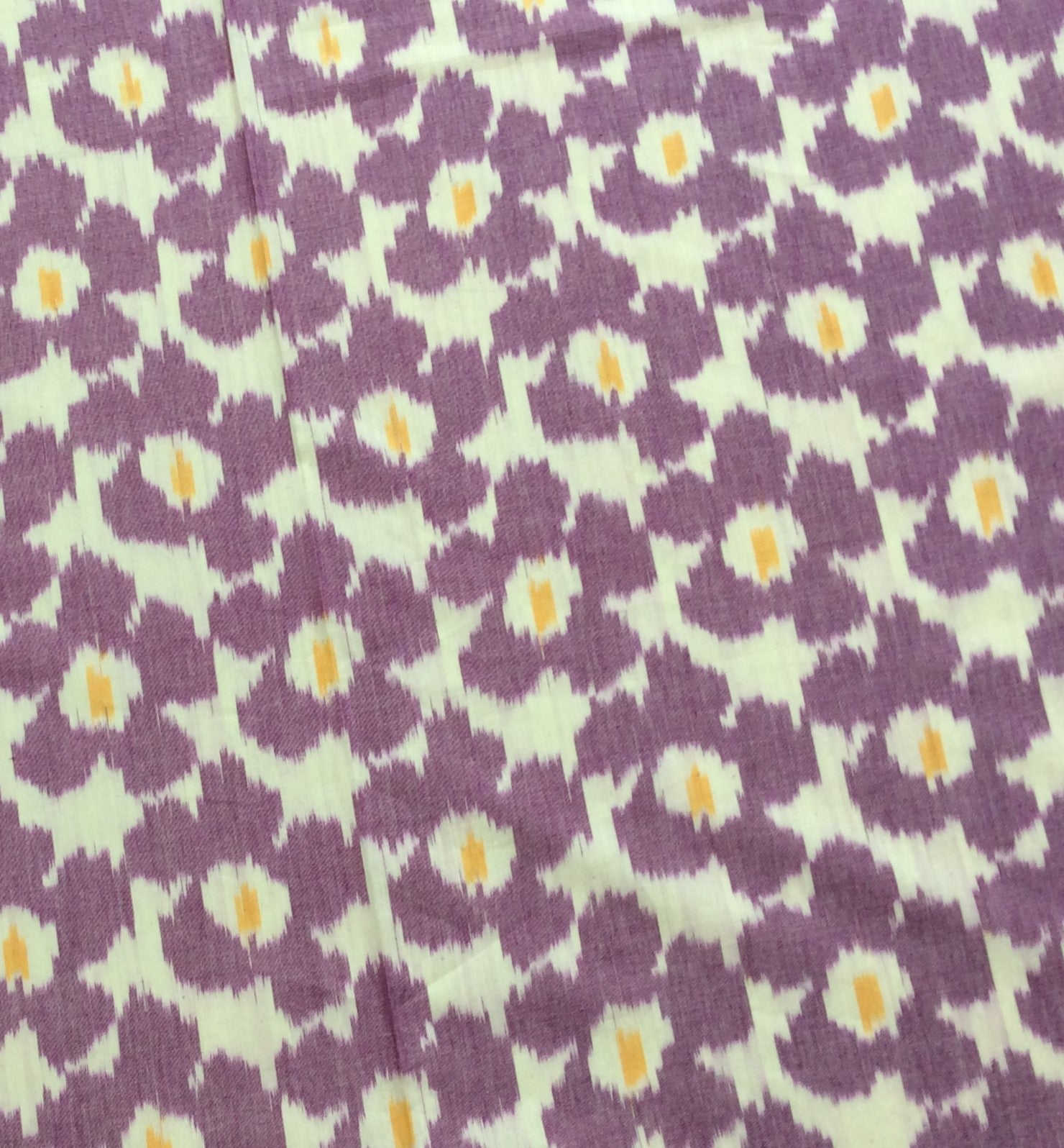 White, Purple Floral Design Cotton Handloom Ikat (SKU: IK-450)