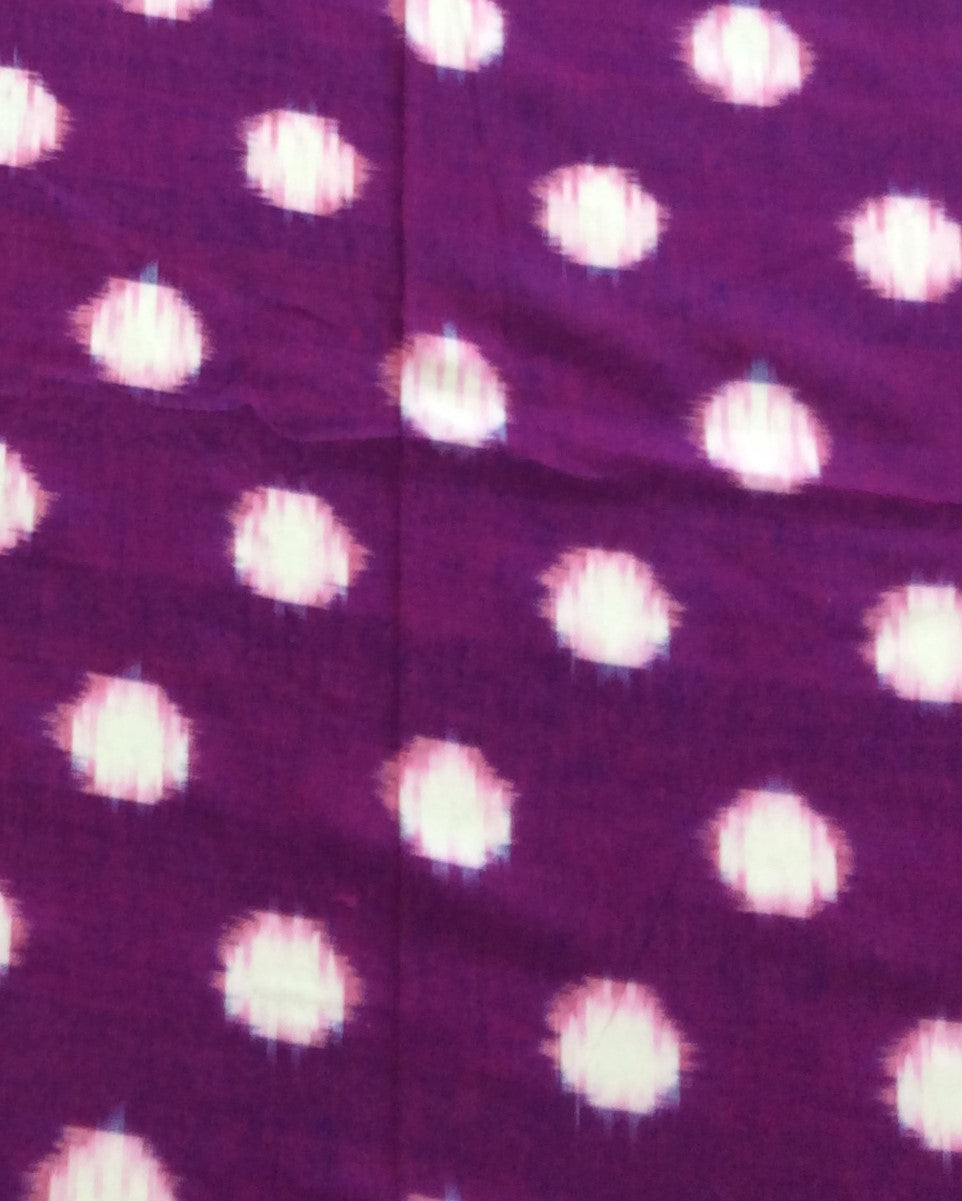 Purple & White Cotton Handwoven Double Ikat (Width: 44 inches or 112 cm)