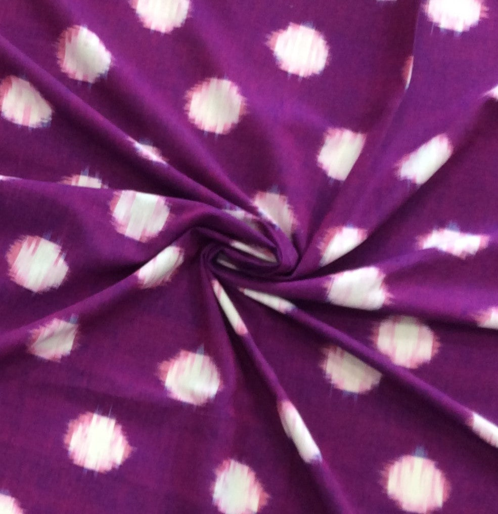 Purple & White Cotton Handwoven Double Ikat (Width: 44 inches or 112 cm)