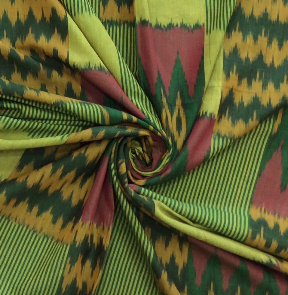Multicolor Fine Quality Big Pattern Cotton Handloom Ikat (SKU: IK-452)