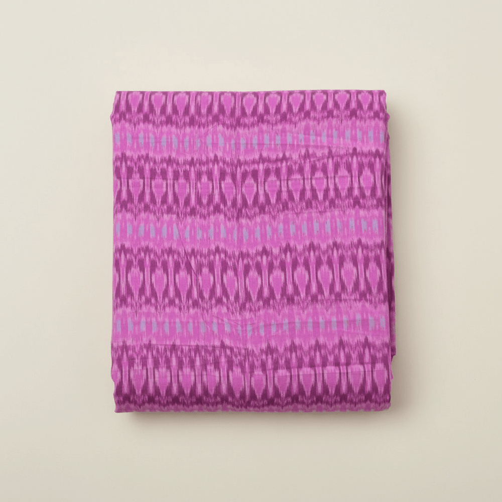 Pink Fine Quality Cotton Handloom Ikat Fabric for Dress Material | Width: 44"