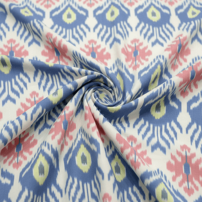 Multicolor Fine Quality Big Design Cotton Handloom Ikat Fabric for Dress Material | Width: 44"