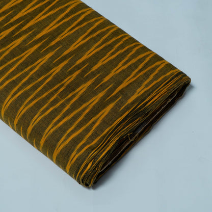 Green, Yellow Chevron Cotton Handloom Ikat Fabric for Dresses | Width: 44"