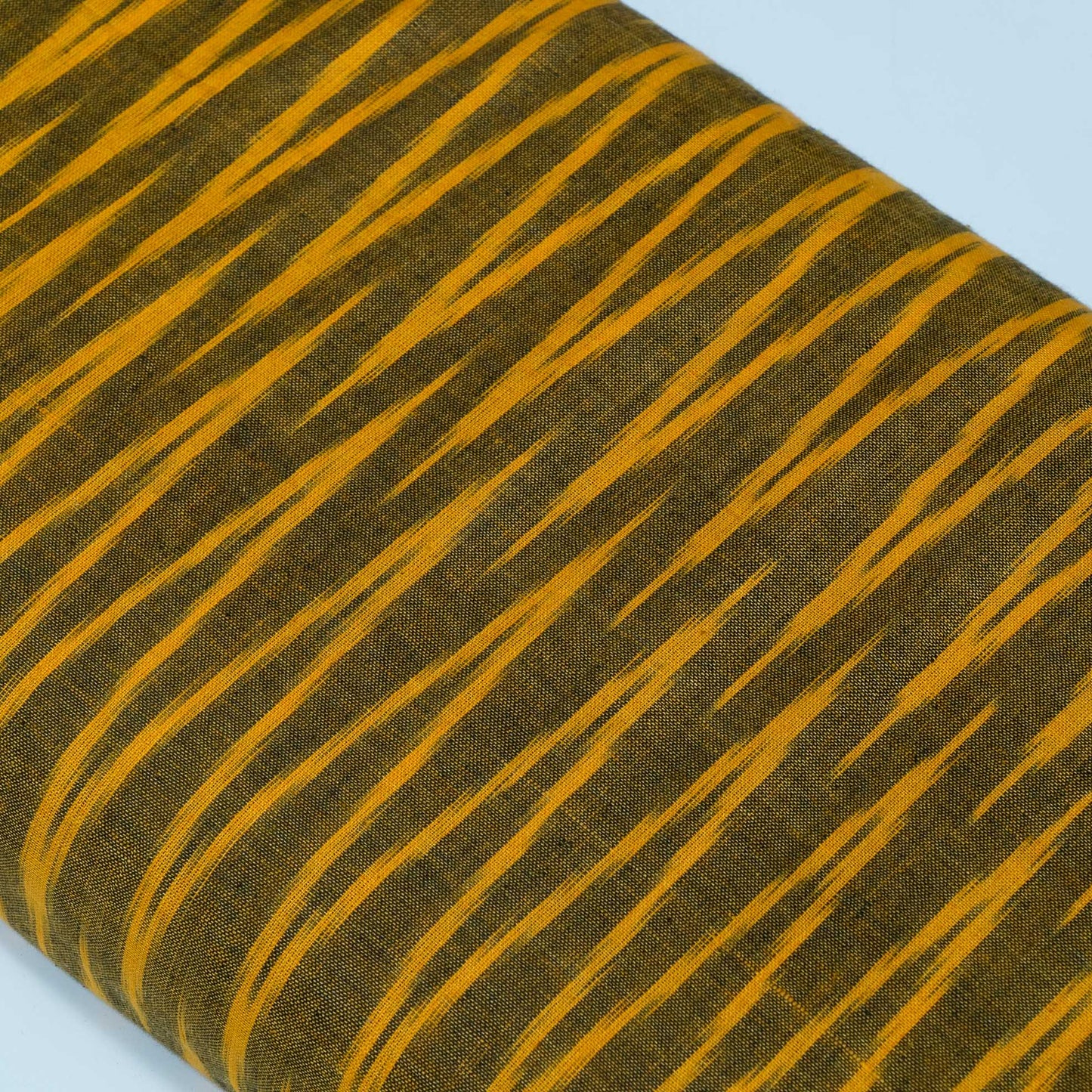 Green, Yellow Chevron Cotton Handloom Ikat Fabric for Dresses | Width: 44"