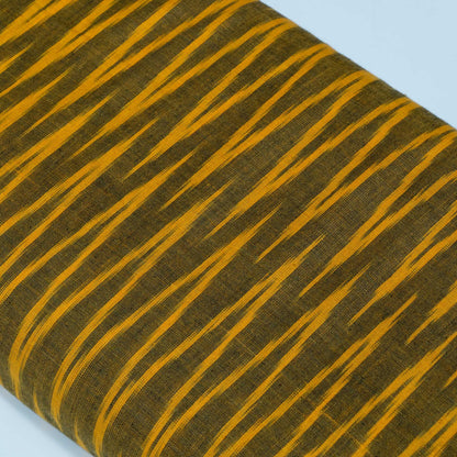 Green, Yellow Chevron Cotton Handloom Ikat Fabric for Dresses | Width: 44"
