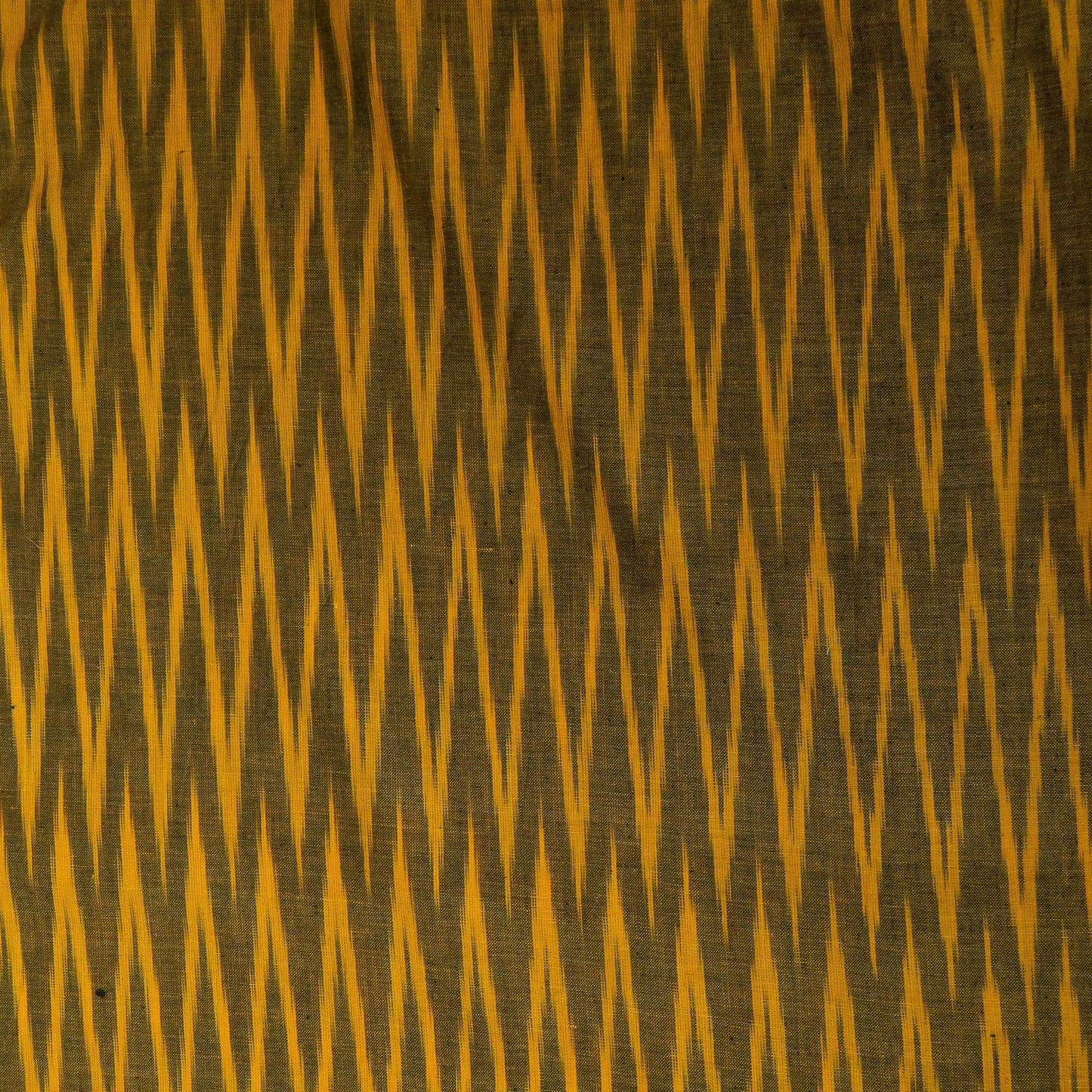 Green, Yellow Chevron Cotton Handloom Ikat Fabric for Dresses | Width: 44"