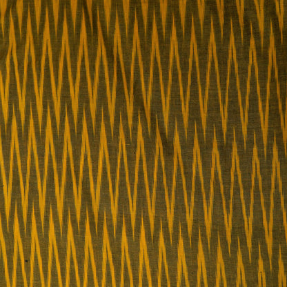 Green, Yellow Chevron Cotton Handloom Ikat Fabric for Dresses | Width: 44"
