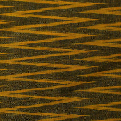 Green, Yellow Chevron Cotton Handloom Ikat Fabric for Dresses | Width: 44"