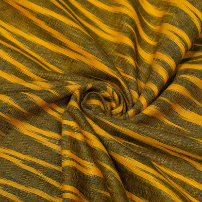 Green, Yellow Chevron Cotton Handloom Ikat Fabric for Dresses | Width: 44"