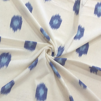 White Blue Cotton Handloom Ikat (SKU: IK-560)