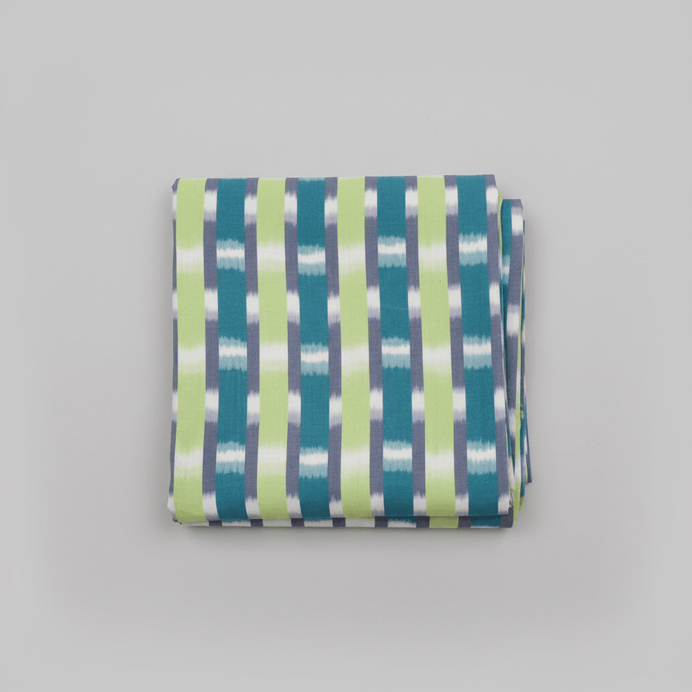 Multicolor Stripe Cotton Handloom Ikat Fabric for Dress Material | Width: 44"