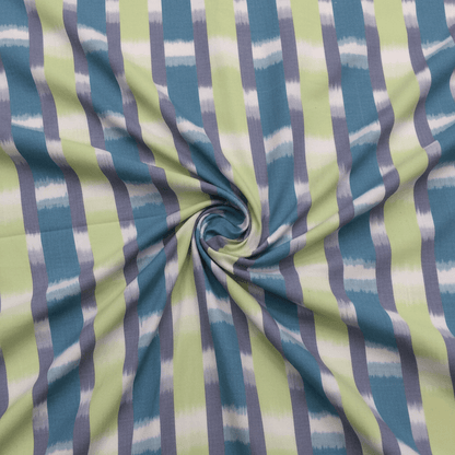 Multicolor Stripe Cotton Handloom Ikat Fabric for Dress Material | Width: 44"