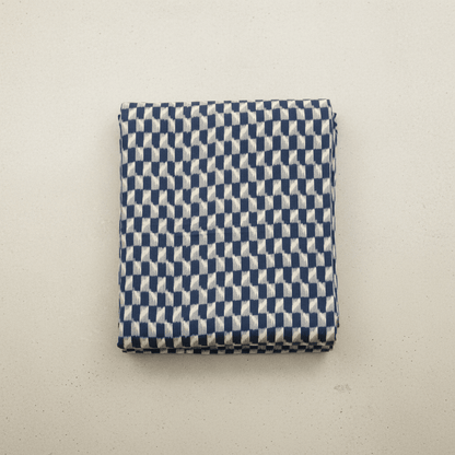 Blue, Grey Cotton Handloom Ikat Fabric for Dress Material | Width: 44"