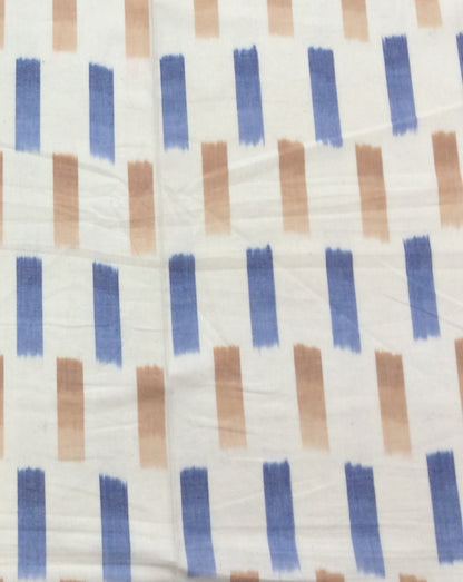 Blue & Beige Fine Quality Cotton Woven Handloom Ikat (Width: 44 inches or 112 cm)