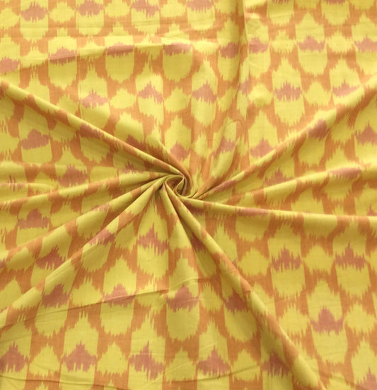 Mustard Yellow Cotton Handloom Ikat (SKU: IK-567)