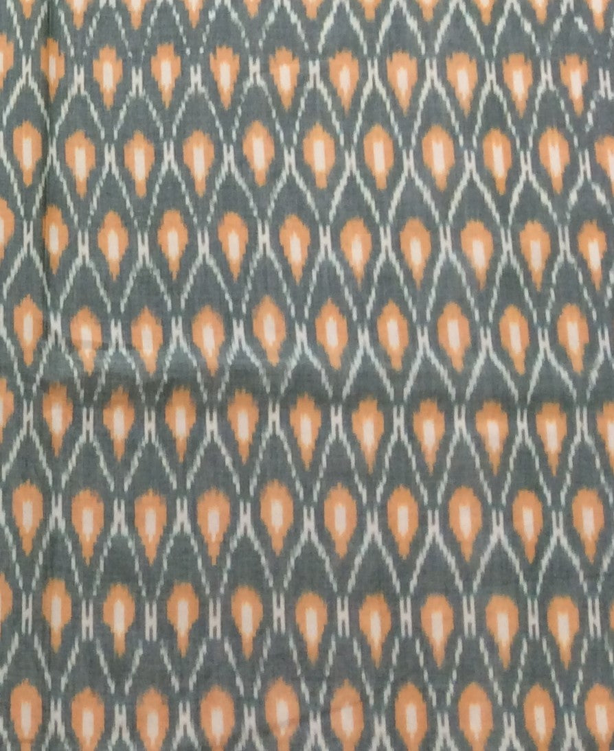 Green & Yellow Fine Quality Mercerised Cotton Voile Woven Handloom Ikat (Width: 44 inches or 112 cm)