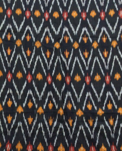 Balck, Yellow & Red Chevron Cotton Handloom Ikat (SKU: IK-570)