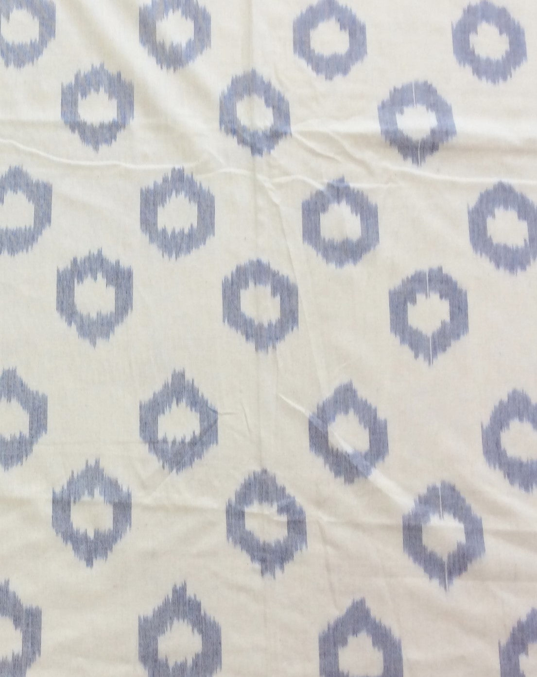 White, Blue Circle Cotton Handloom Ikat (SKU: IK-573)